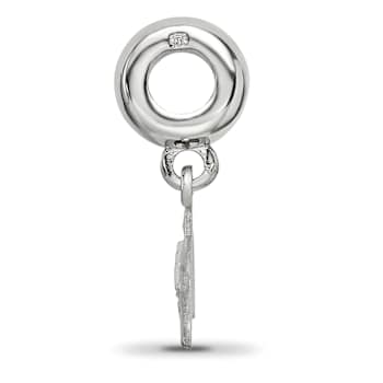 Rhodium Over Sterling Silver LogoArt Delta Delta Delta Dolphin on Bead