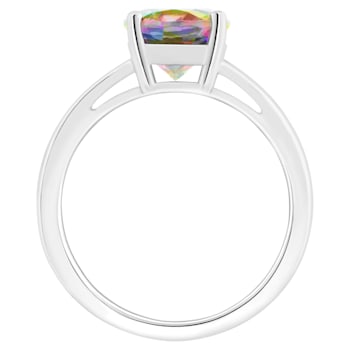 10x8mm Oval Mystic Topaz Rhodium Over Sterling Silver Ring