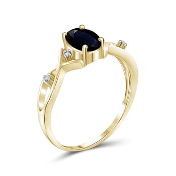 Black Sapphire 14K Gold Over Sterling Silver Ring 1.00ctw