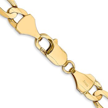 14k Yellow Gold 7.5mm Solid Concave Open Figaro 18 Inch Chain