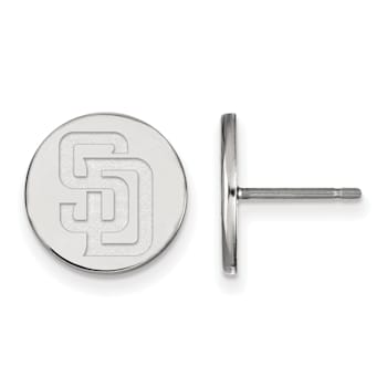 Rhodium Over Sterling Silver MLB LogoArt San Diego Padres Post Earrings