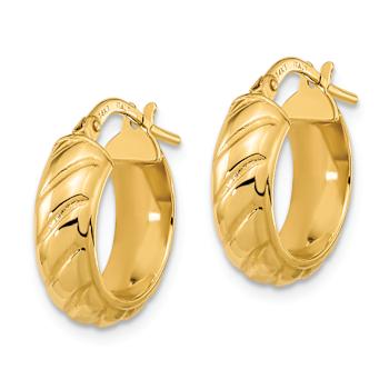 14k Yellow Gold Polished 11/16" Fancy Hoop Earrings
