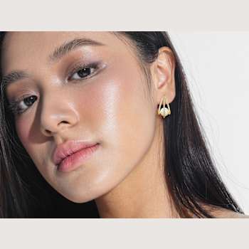 Rachel Zoe Freshwater Pearl and CZ Cage Hoop Earrings in 14K Gold Over
Sterling Silver