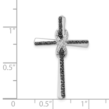 Rhodium Over 14K White Gold Black and White Diamond Infinity Cross Chain Slide