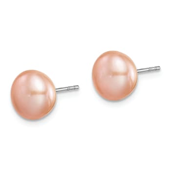 Rhodium Over Sterling Silver 7 Pairs 8-9mm Freshwater Cultured Pearl
Stud Ear Set