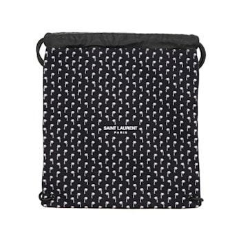 Saint Laurent Teddy Black Canvas Palm Drawstring Backpack