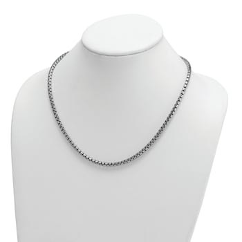 Rhodium Over Sterling Silver Polished 4mm Box 24 Inch Chain