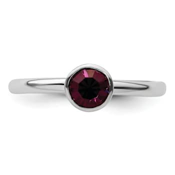 Sterling Silver Stackable Expressions High 5mm Purple Crystal Ring