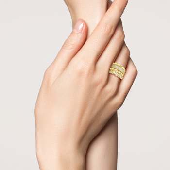 Rachel Zoe CZ Multi-Row Stacked Statement Ring in 14K Gold Over Sterling Silver