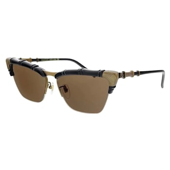 Gucci Black and Gold Tone Frame / Dark Brown Lens Sunglasses