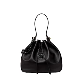 Versace La Medusa Leather Bucket Bag Black