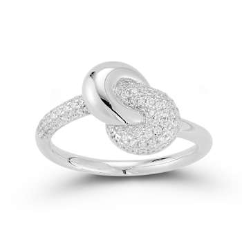 CZ Half Pave Knot Ring In Sterling Silver
