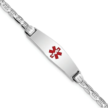 Rhodium Over 14k White Gold Medical Soft Diamond Shape Red Enamel
Mariner Link ID Bracelet