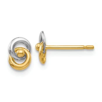 14K Two-tone Gold Love Knot Stud Earrings