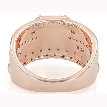 Morganite Rectangular Octagonal And White Zircon Ring In 18K Rose Gold
Over Sterling Silver 1.41ctw