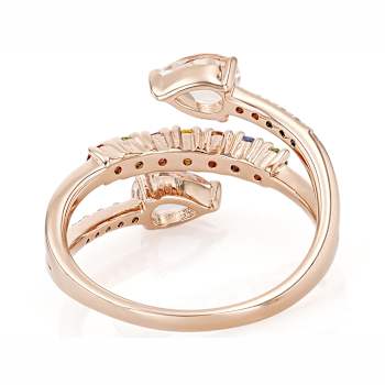 Morganite, Multi-Color Sapphire And White Zircon Ring In 18K Rose Gold
Over Sterling Silver