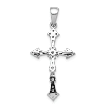 Rhodium Over 14k White Gold Diamond Cross Pendant