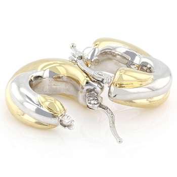 Two-Tone Twist Hoop Earrings In 14K Gold