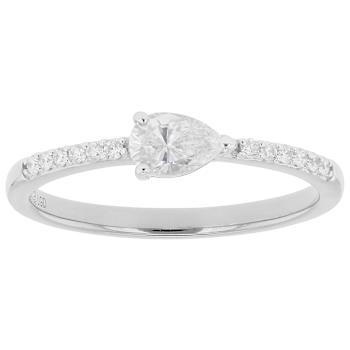Pear And Round Lab-Grown Diamond Band Ring In Sterling Silver 0.40ctw