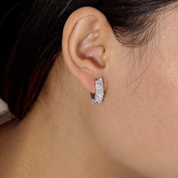 White Cubic Zirconia Platinum Over Sterling Silver Hoops 7.00ctw