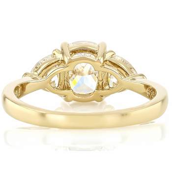 Diamond Simulant Elongated Band Ring In 18K Gold Over Sterling Silver 3.26ctw