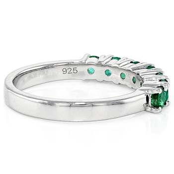 Emerald Band Ring In Sterling Silver 0.65ctw
