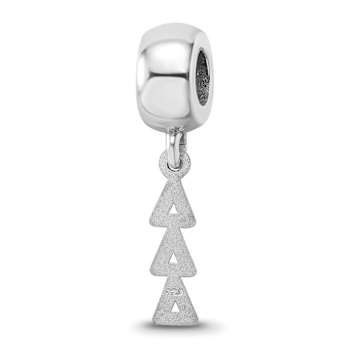Rhodium Over Sterling Silver LogoArt Delta Delta Delta Vertical Letters
on Bead