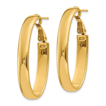 14k Yellow Gold 1 5/16" Oval Hoop Earrings