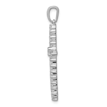 Rhodium Over 14k White Gold Polished Diamond Cross Pendant