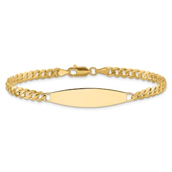 14k Yellow Gold Flat Curb Link ID Bracelet