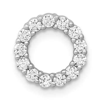 Rhodium Over 10k White Gold 0.26 ctw Diamond Circle Chain Slide Pendant