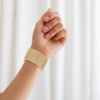 CZ Mesh Link Bracelet In 14K Gold Over Brass