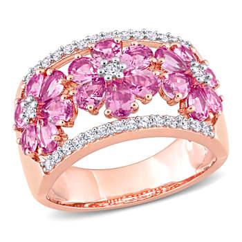 Pink, White Sapphire 14K Rose Gold Ring 3.92ctw