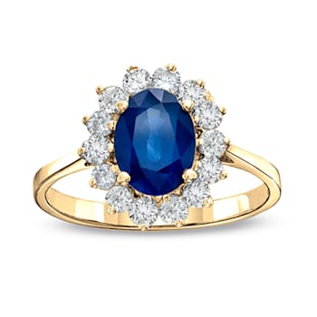 1.75ctw Sapphire and Diamond Ring in 14k Yellow Gold