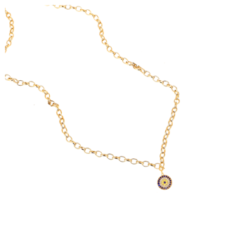 Lab Created Multi-color Sapphire 18k Yellow Gold Over Sterling Silver
Evil Eye Pave Charm