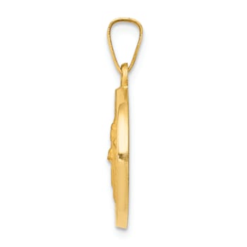 14K Yellow Gold Polished and Satin St Patrick Medal Hollow Pendant