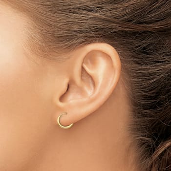 14K Yellow Gold Polished Endless Hoop 3 Pair Earring Set