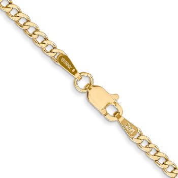 14k Yellow Gold 2.5mm Semi-Solid Curb Link Chain 22"