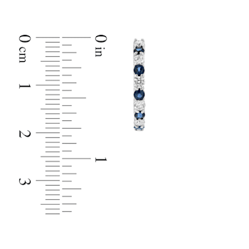 1.35ctw Sapphire and Diamond Hoop Earrings in 14k White Gold