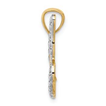 14k Two-tone Gold  Diamond-Cut Polished Open Butterfly Pendant