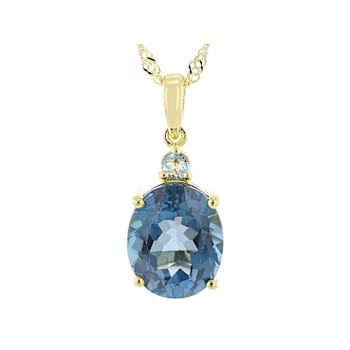 Blue Topaz And Swiss Blue Topaz Pendant Necklace In 18K Gold Over
Sterling Silver 5.72ctw