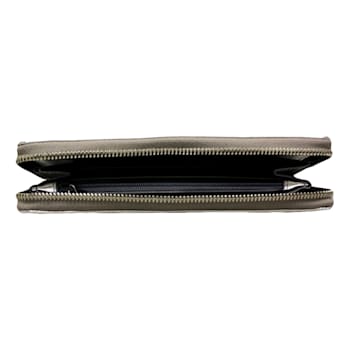 Yves Saint Laurent Wallet YSL Belle du Jour Metallic Silver Leather Zip Wallet