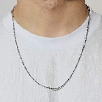 Robert Alton Men's Rope Chain Necklace 2.3mm In Stainless Steel 24 Inch