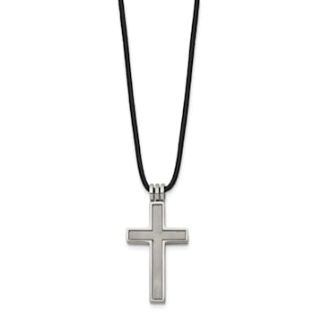 Men's Cross Pendant With Chain In Titanium