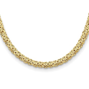 18K Yellow Gold 9.5mm Sapphire Byzantine 18-inch Necklace With Sapphire
in the clasp.