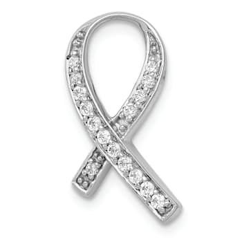 Rhodium Over 14k White Gold Diamond Awareness Pendant