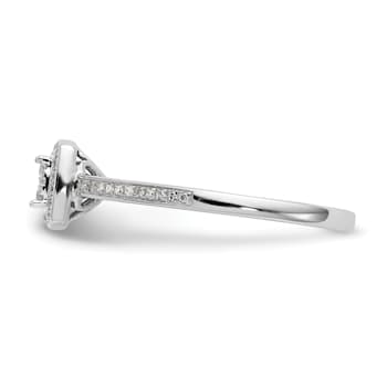 Rhodium Over 14K White Gold Lab Grown Diamond Cluster Engagement Ring 0.202ctw