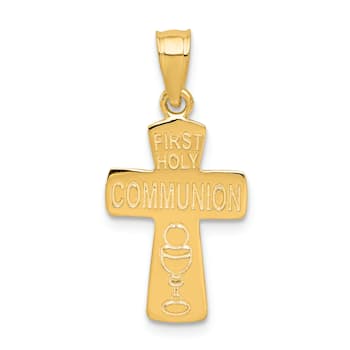 14K Yellow Gold First Holy Communion Cross Pendant