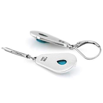 Turquoise Oxidized Sterling Silver Solitaire Earrings 8x6mm