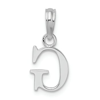 Sterling Silver Polished Block Initial -G- Pendant